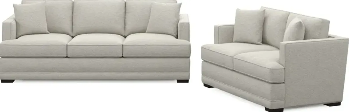 Pembroke Hybrid Comfort Sofa and Loveseat Set - Everton Grey