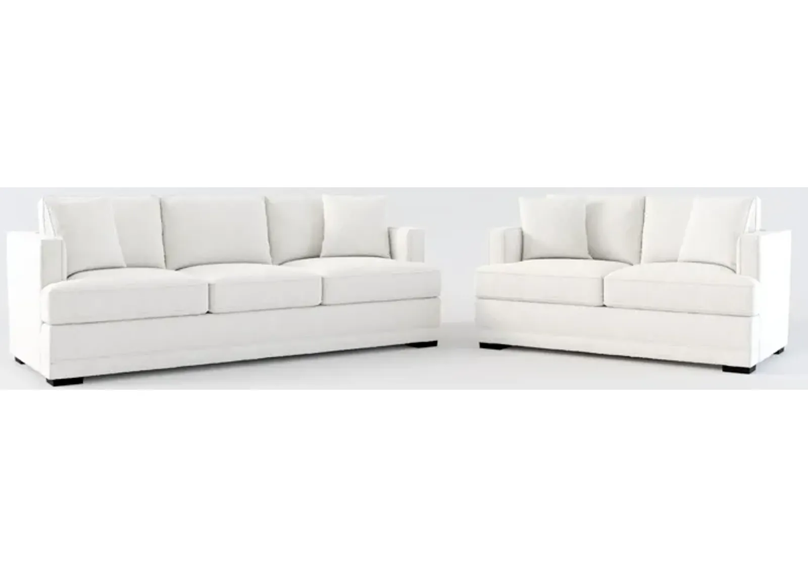 Pembroke Hybrid Comfort Sofa and Loveseat Set - Bloke Snow