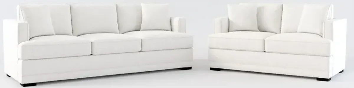 Pembroke Hybrid Comfort Sofa and Loveseat Set - Bloke Snow