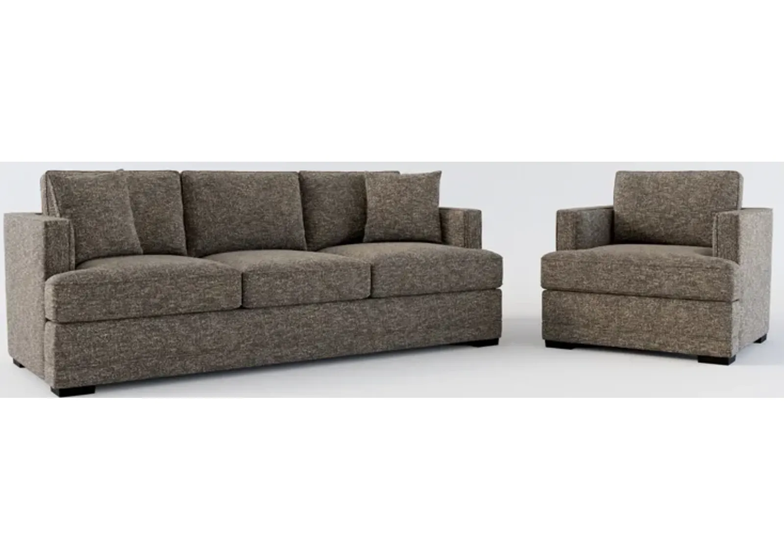 Pembroke Hybrid Comfort Sofa and Chair Set - M Walnut