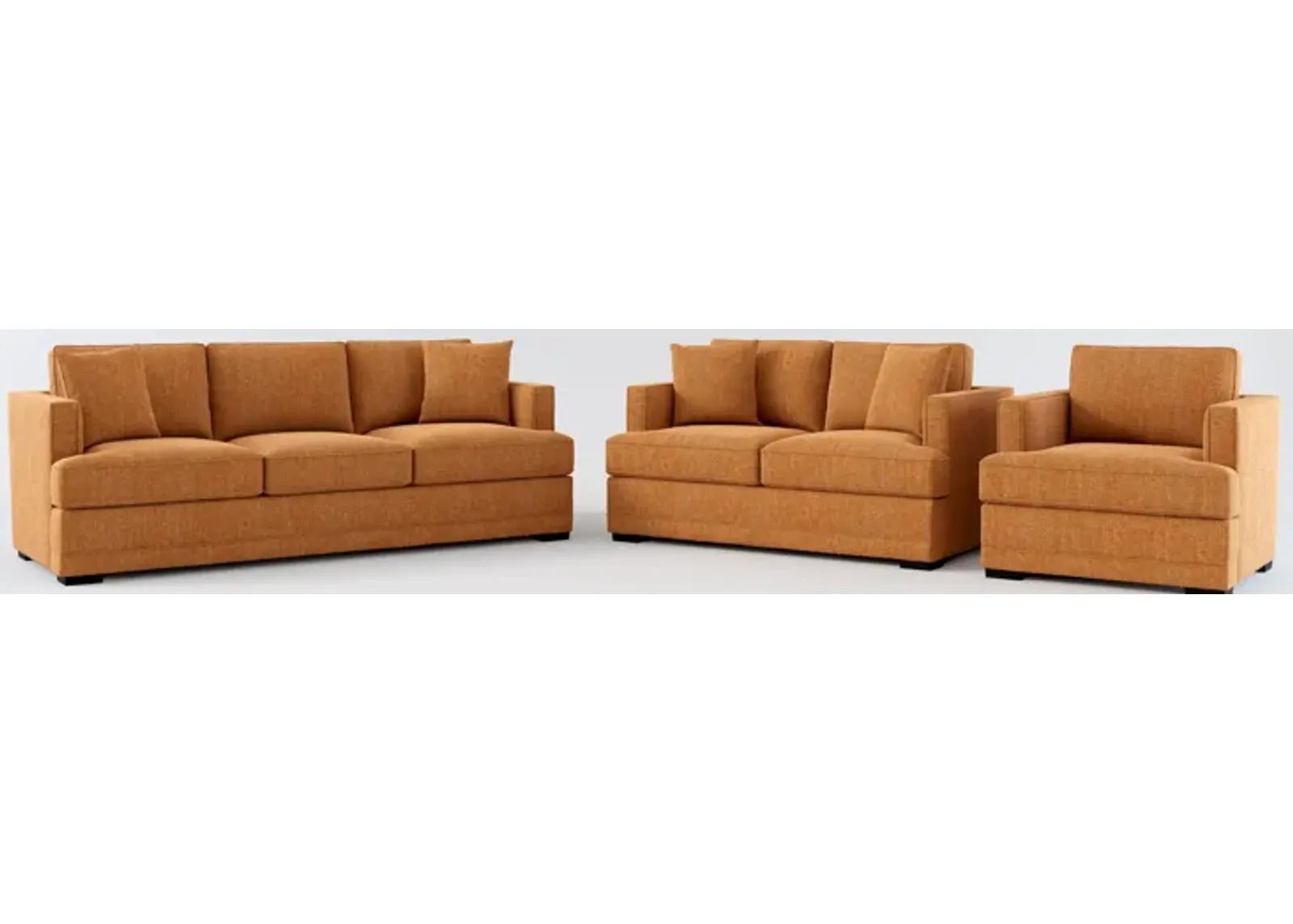 Pembroke Hybrid Comfort Sofa, Loveseat, and Chair Set - Contessa Ginger