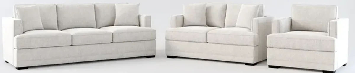 Pembroke Hybrid Comfort Sofa, Loveseat, and Chair Set - Burmese Granite