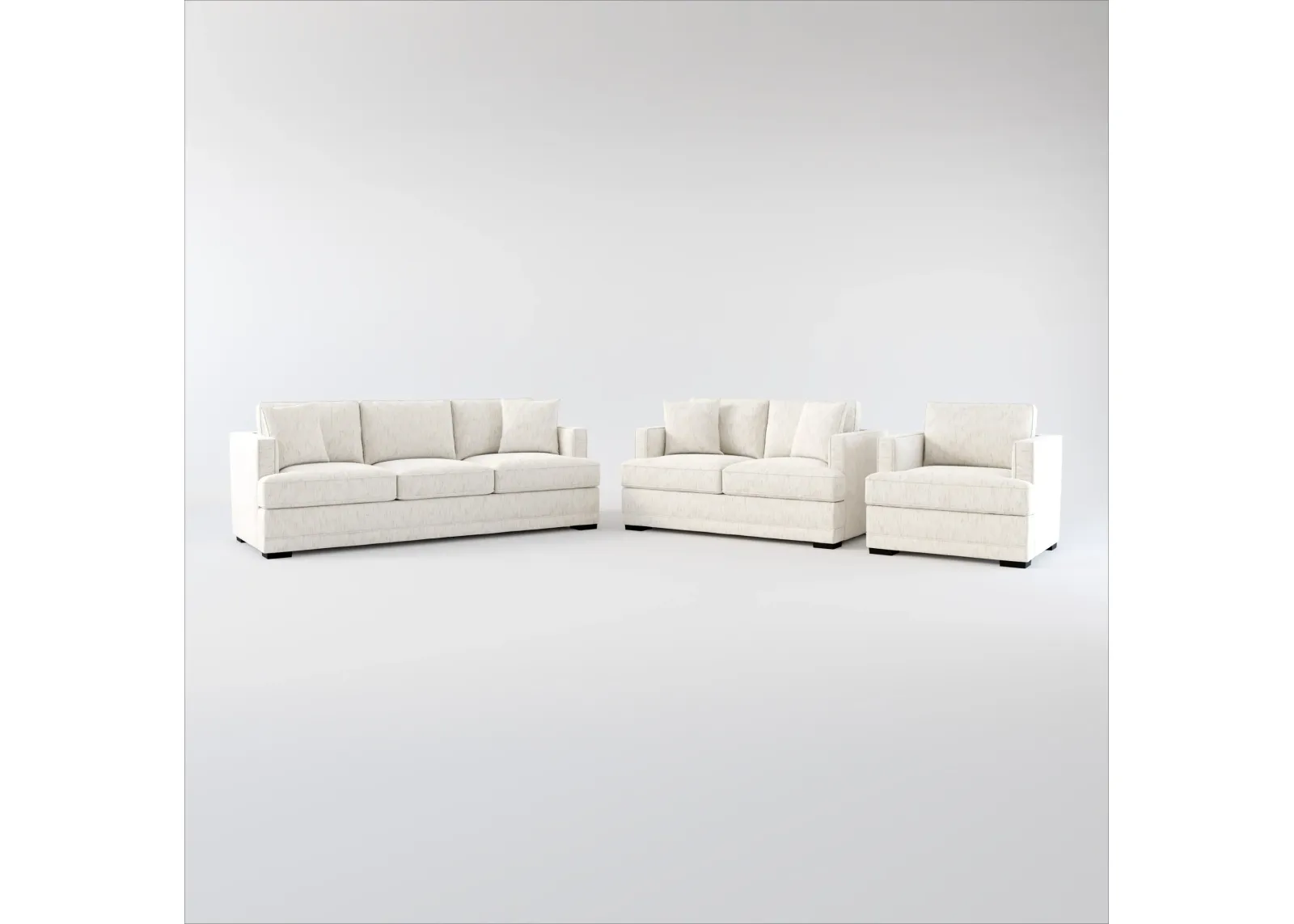 Pembroke Hybrid Comfort Sofa, Loveseat, and Chair Set - P.T. Cream