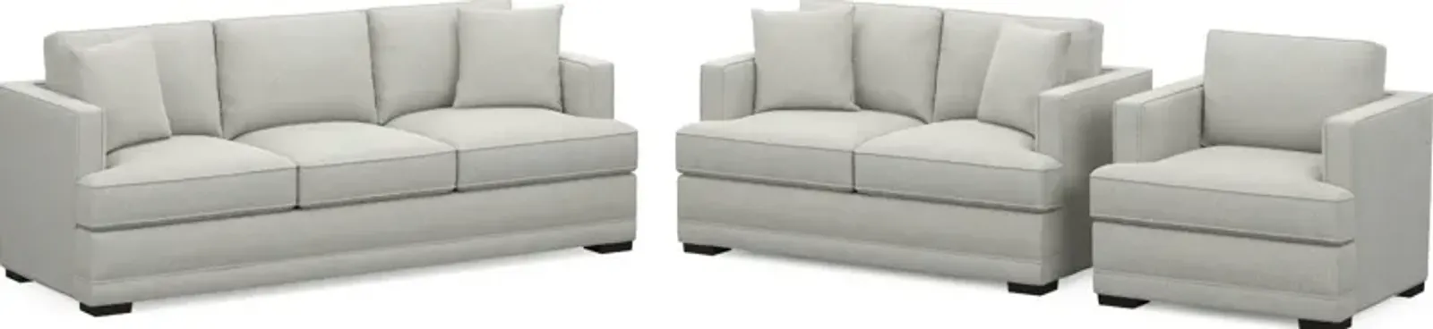 Pembroke Hybrid Comfort Sofa, Loveseat, and Chair Set - Oslo Snow