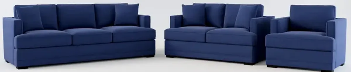 Pembroke Hybrid Comfort Sofa, Loveseat, and Chair Set - Abington Indigo