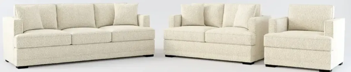 Pembroke Hybrid Comfort Sofa, Loveseat, and Chair Set - Bloke Cotton