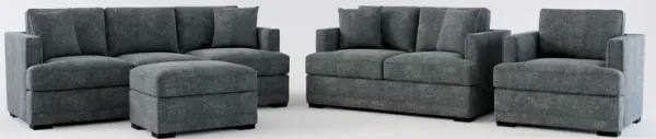 Pembroke Hybrid Comfort Sofa, Loveseat, Chair, and Ottoman Set - Contessa Shadow