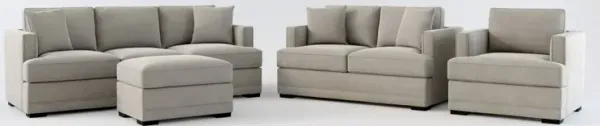 Pembroke Hybrid Comfort Sofa, Loveseat, Chair, and Ottoman Set - Abington Fog