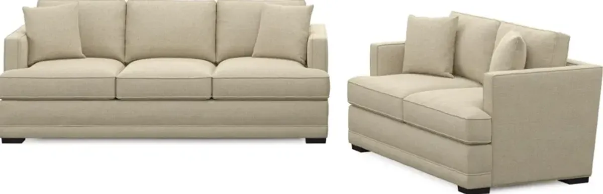 Pembroke Foam Comfort Sofa and Loveseat Set - Broderick Sand