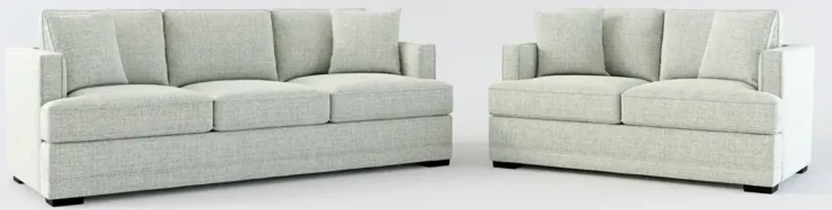 Pembroke Foam Comfort Sofa and Loveseat Set - Broderick Sea Glass