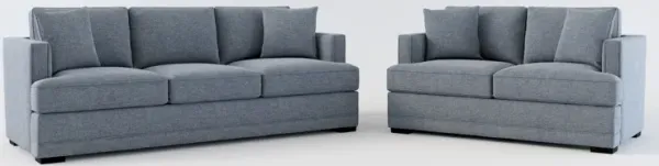 Pembroke Foam Comfort Sofa and Loveseat Set - Bridger Navy
