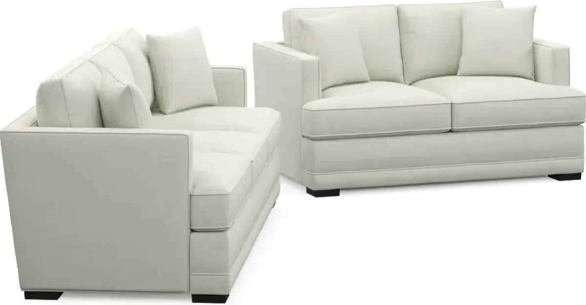 Pembroke Foam Comfort Sofa and Loveseat Set - Liv Arctic
