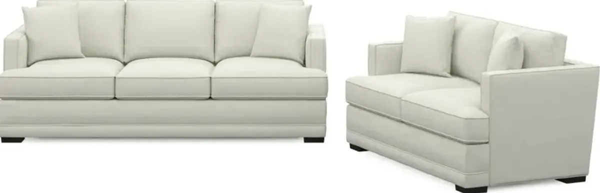 Pembroke Foam Comfort Sofa and Loveseat Set - Liv Arctic