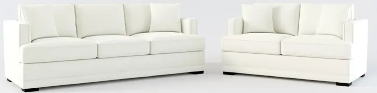 Pembroke Foam Comfort Sofa and Loveseat Set - Liv Arctic