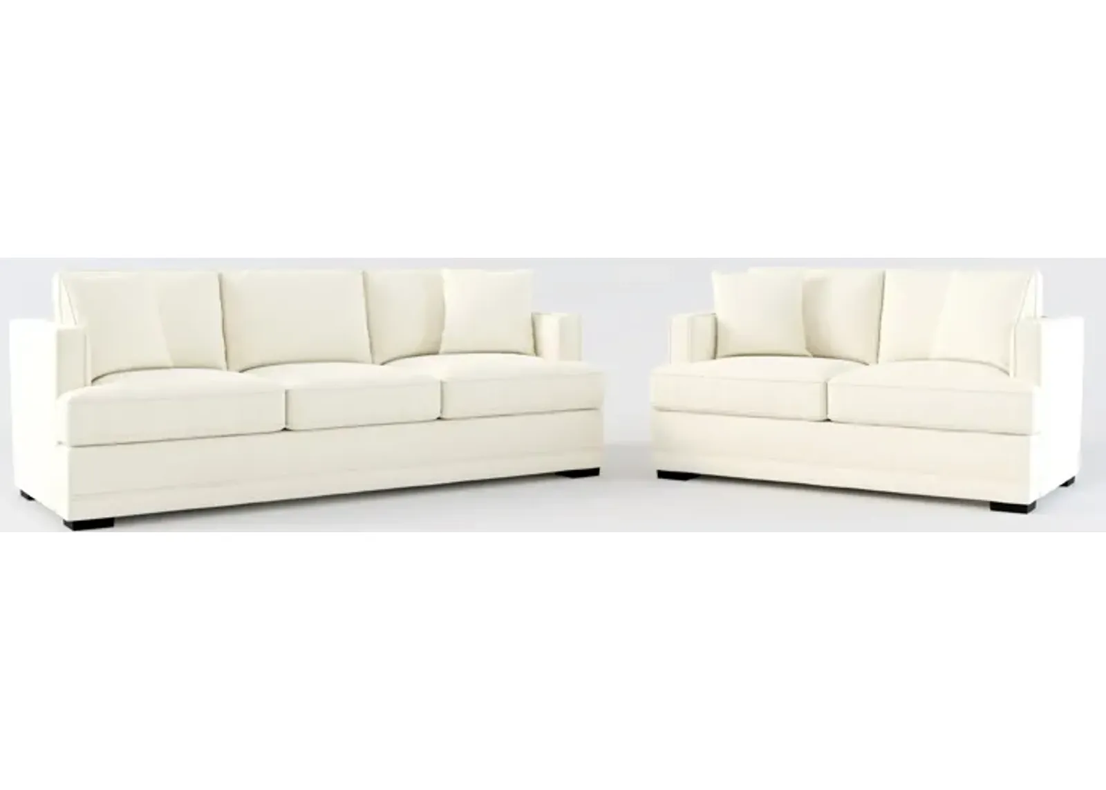 Pembroke Foam Comfort Sofa and Loveseat Set - Fincher Ivory