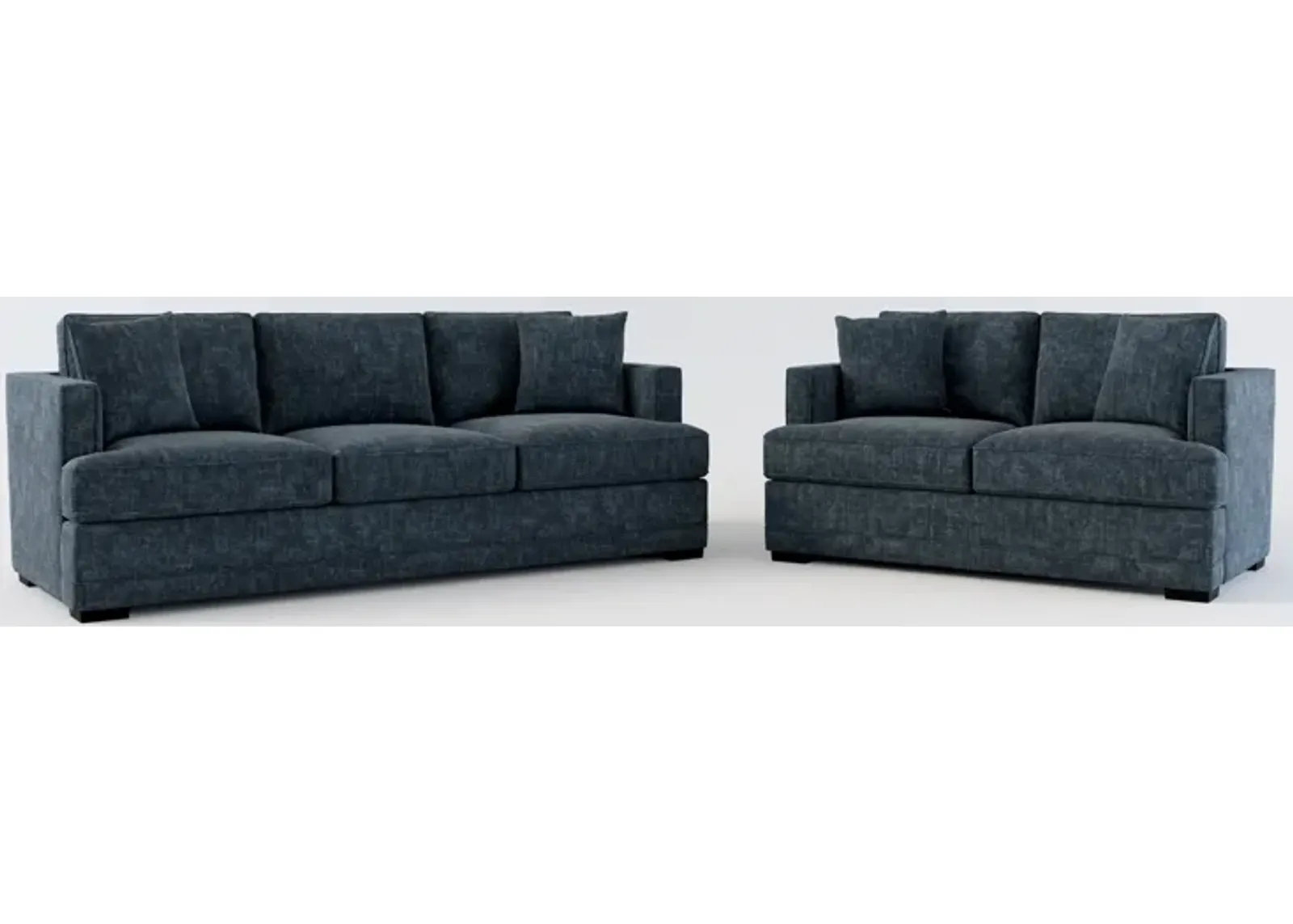 Pembroke Foam Comfort Sofa and Loveseat Set - Argo Navy