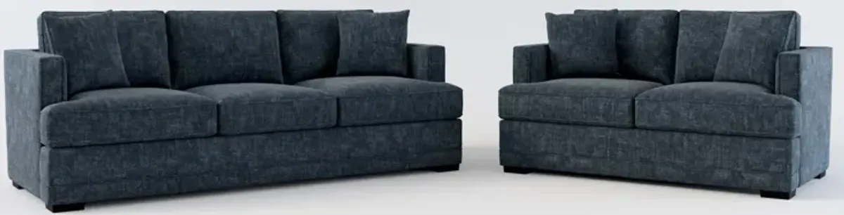 Pembroke Foam Comfort Sofa and Loveseat Set - Argo Navy