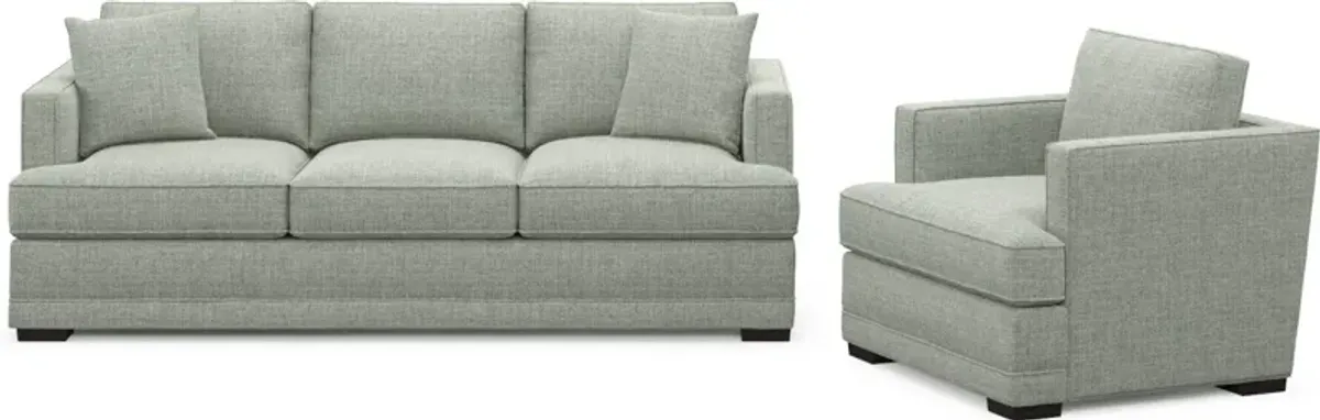 Pembroke Foam Comfort Sofa and Chair Set - Broderick Sea Glass