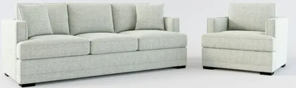 Pembroke Foam Comfort Sofa and Chair Set - Broderick Sea Glass