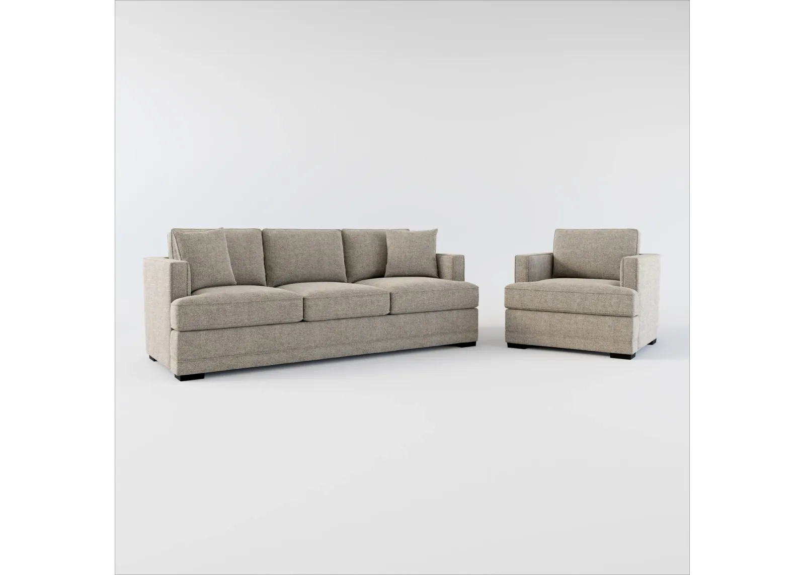 Pembroke Foam Comfort Sofa and Chair Set - Bridger Metal