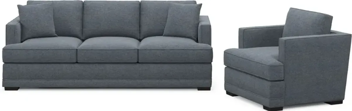 Pembroke Foam Comfort Sofa and Chair Set - Bridger Navy