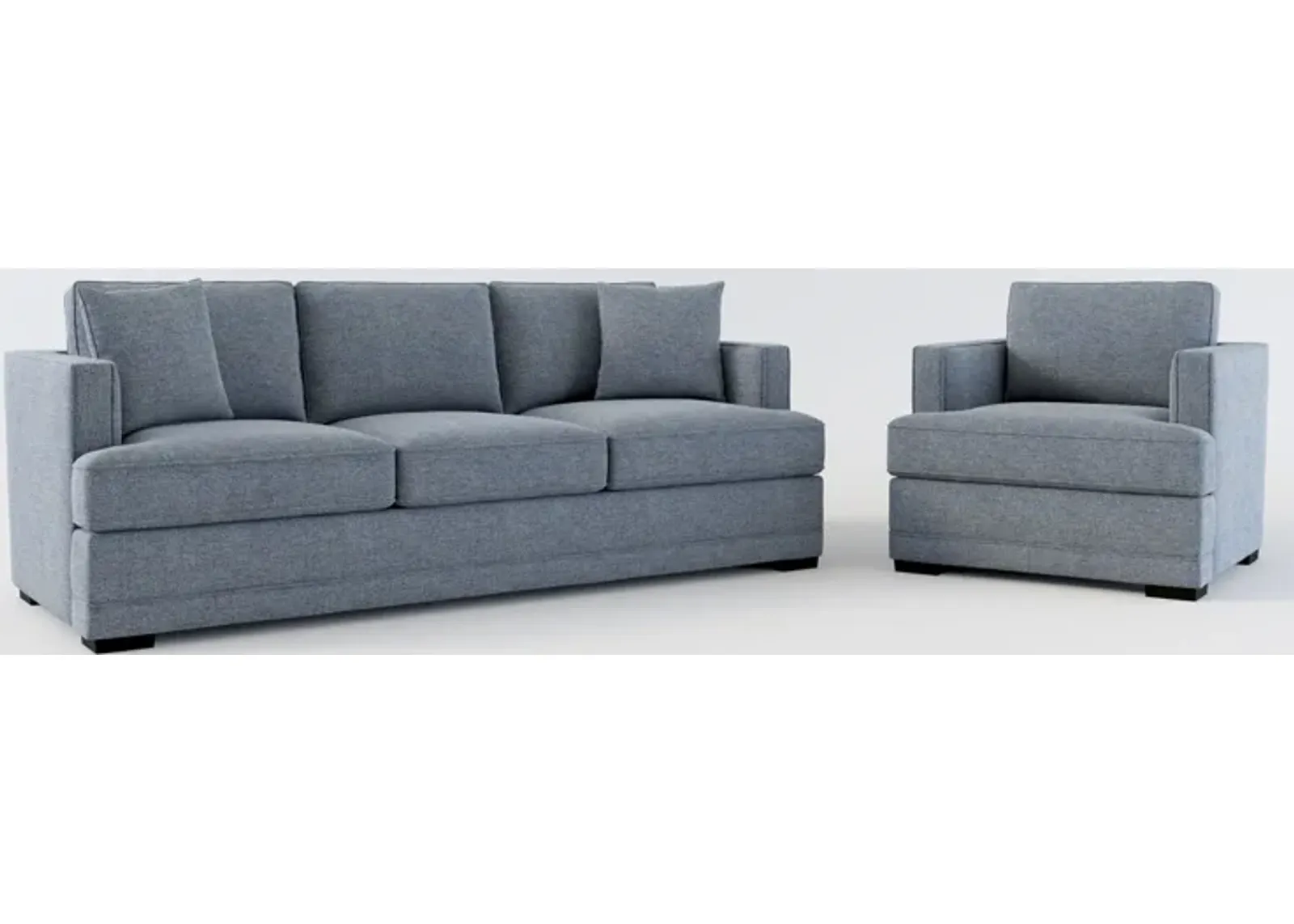 Pembroke Foam Comfort Sofa and Chair Set - Bridger Navy