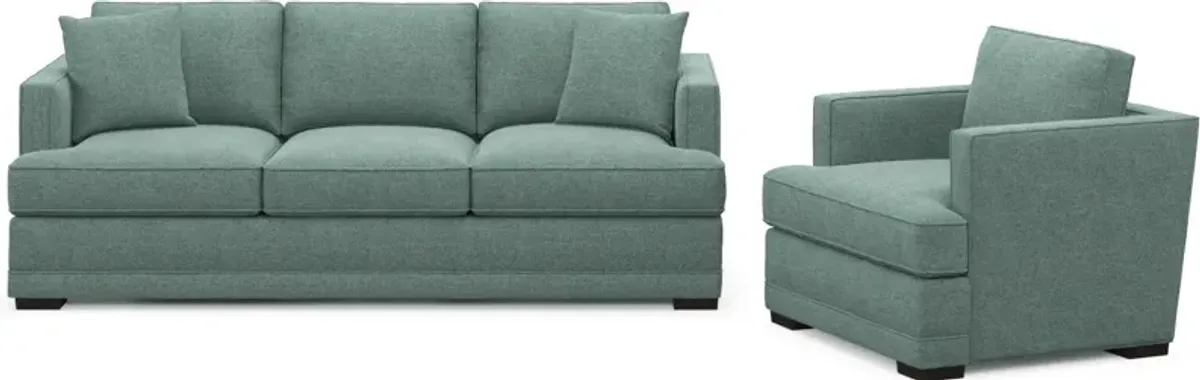 Pembroke Foam Comfort Sofa and Chair Set - Bridger Jade