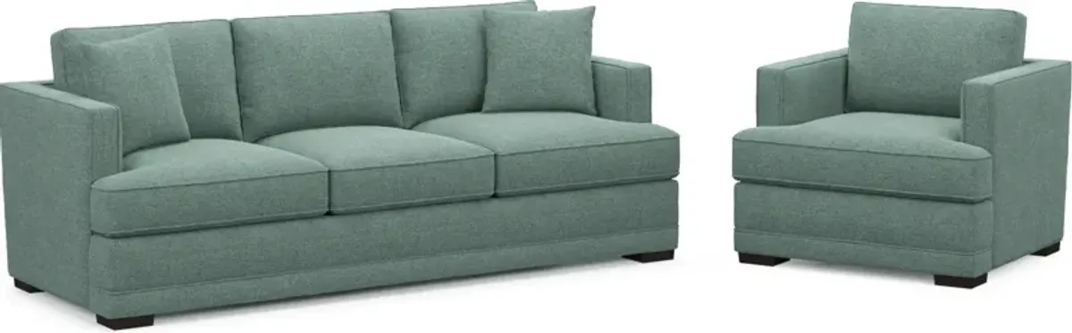 Pembroke Foam Comfort Sofa and Chair Set - Bridger Jade