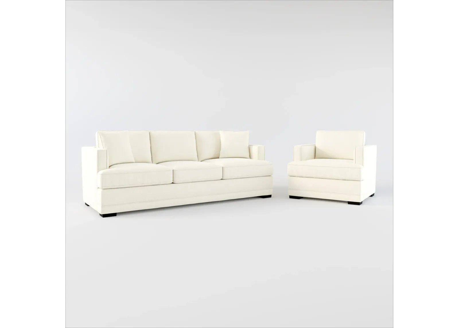 Pembroke Foam Comfort Sofa and Chair Set - Fincher Ivory