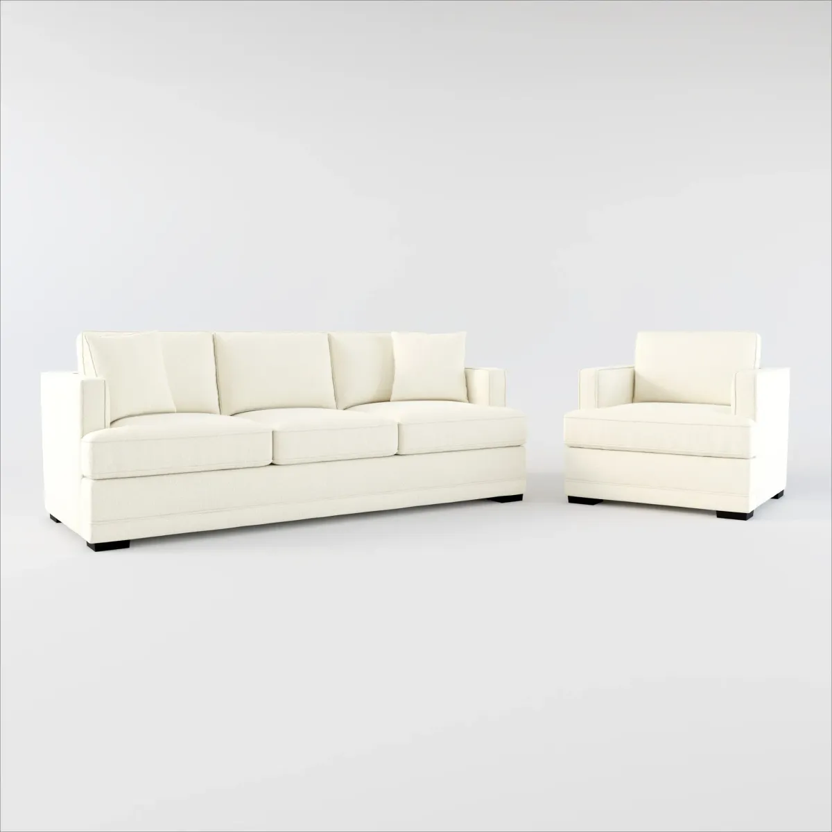 Pembroke Foam Comfort Sofa and Chair Set - Fincher Ivory