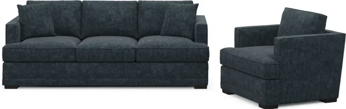 Pembroke Foam Comfort Sofa and Chair Set - Argo Navy