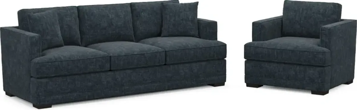 Pembroke Foam Comfort Sofa and Chair Set - Argo Navy