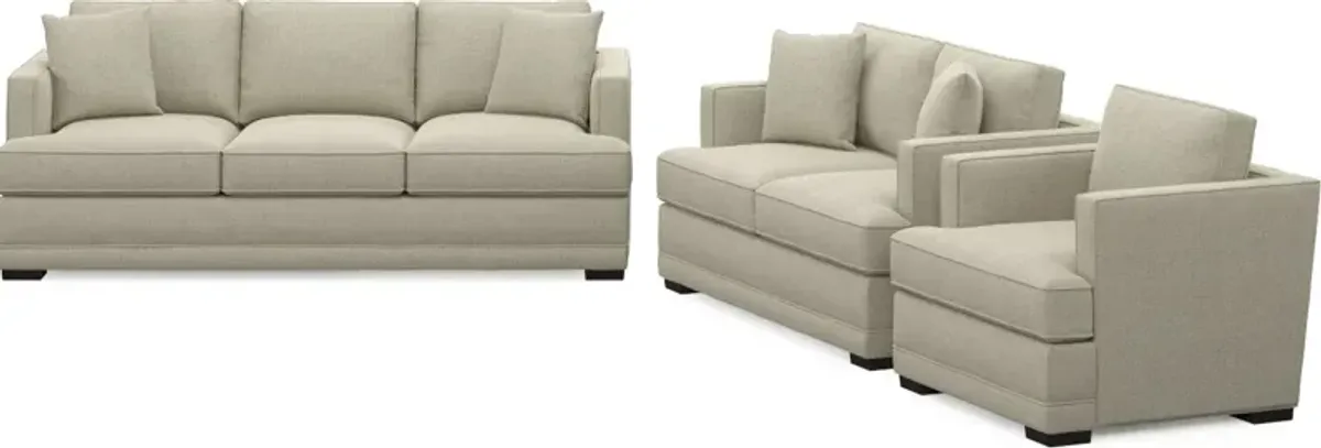 Pembroke Foam Comfort Sofa, Loveseat, and Chair Set - Broderick Charcoal