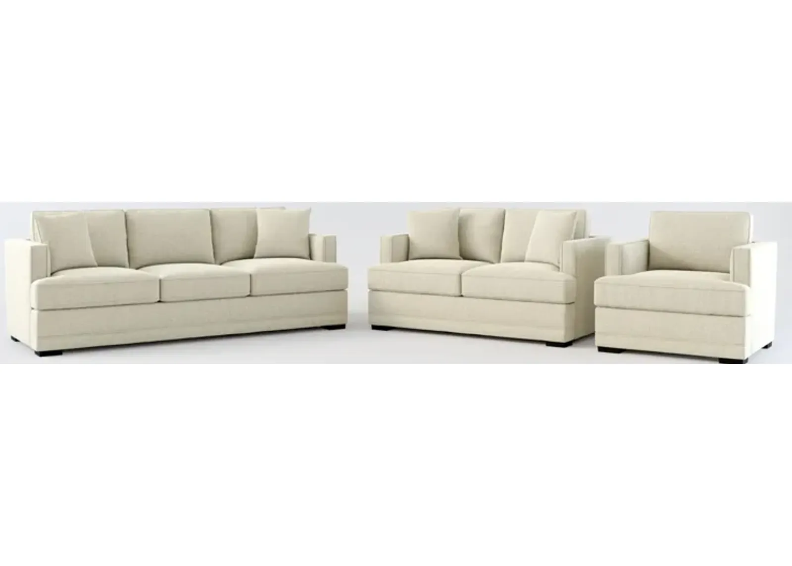 Pembroke Foam Comfort Sofa, Loveseat, and Chair Set - Broderick Charcoal