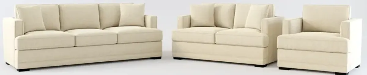 Pembroke Foam Comfort Sofa, Loveseat, and Chair Set - Broderick Sand