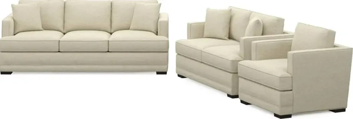 Pembroke Foam Comfort Sofa, Loveseat, and Chair Set - Bridger Shell