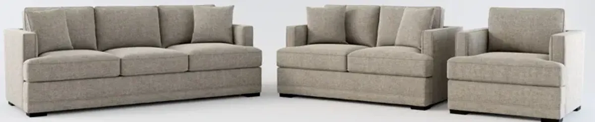 Pembroke Foam Comfort Sofa, Loveseat, and Chair Set - Bridger Metal