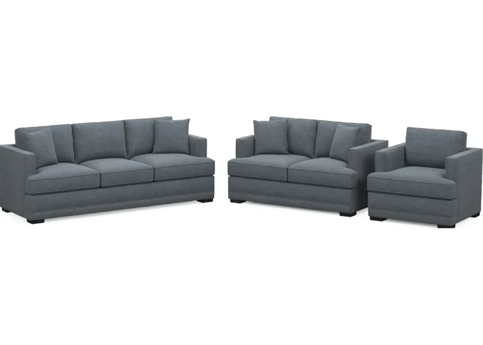 Pembroke Foam Comfort Sofa, Loveseat, and Chair Set - Bridger Navy