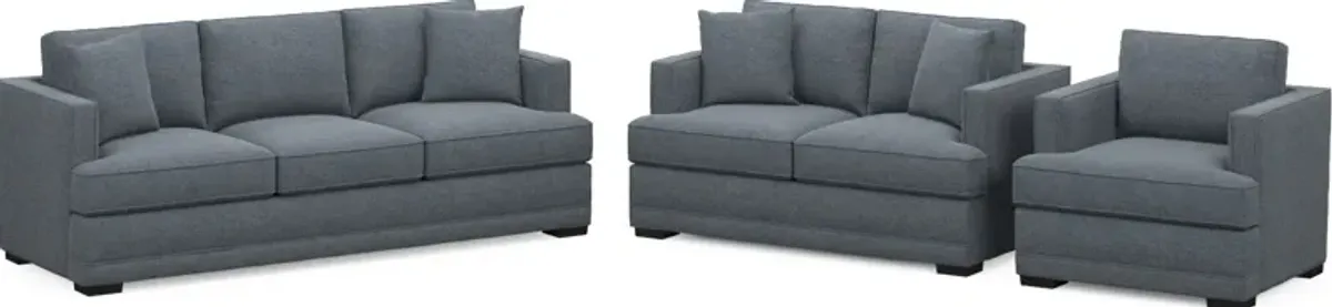 Pembroke Foam Comfort Sofa, Loveseat, and Chair Set - Bridger Navy