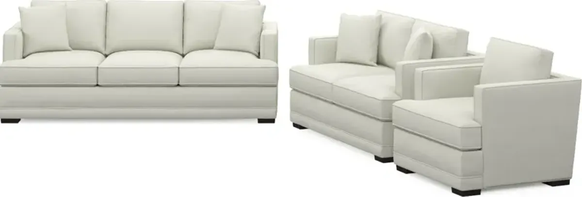 Pembroke Foam Comfort Sofa, Loveseat, and Chair Set - Liv Arctic