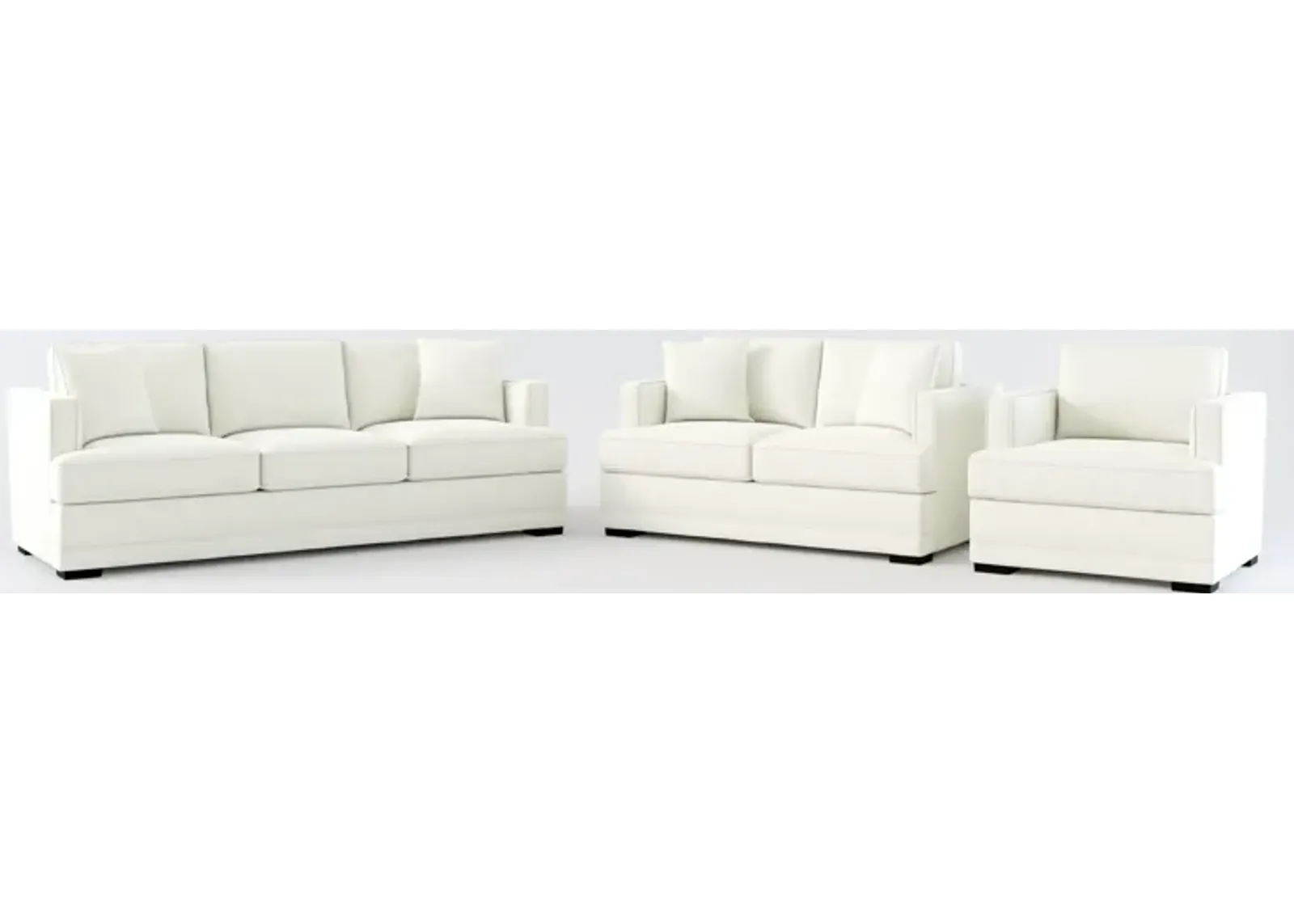 Pembroke Foam Comfort Sofa, Loveseat, and Chair Set - Liv Arctic