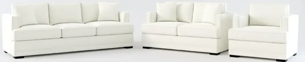 Pembroke Foam Comfort Sofa, Loveseat, and Chair Set - Liv Arctic