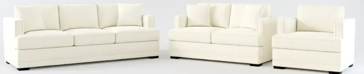 Pembroke Foam Comfort Sofa, Loveseat, and Chair Set - Fincher Ivory