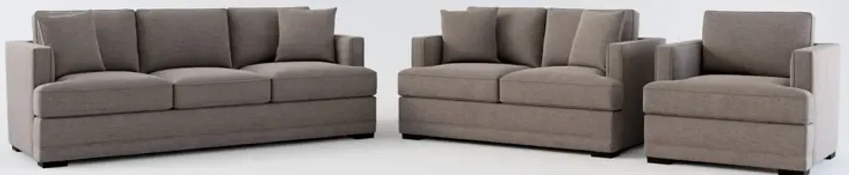 Pembroke Foam Comfort Sofa, Loveseat, and Chair Set - Presidio Steel