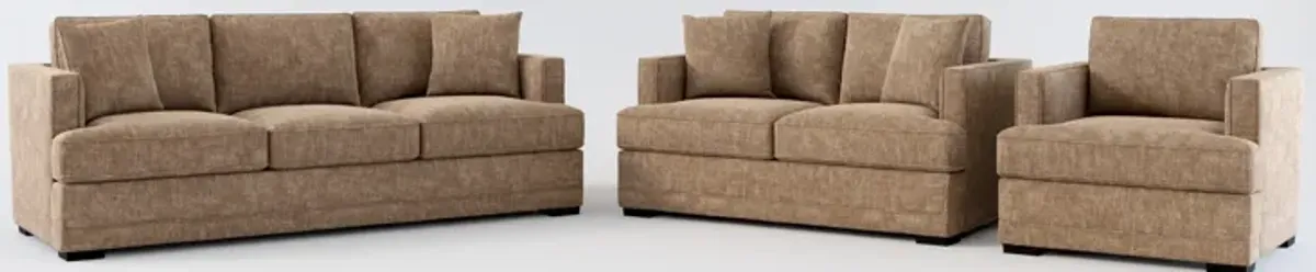 Pembroke Foam Comfort Sofa, Loveseat, and Chair Set - Argo Java