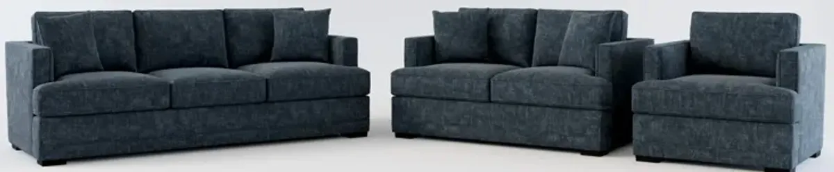 Pembroke Foam Comfort Sofa, Loveseat, and Chair Set - Argo Navy