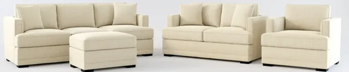 Pembroke Foam Comfort Sofa, Loveseat, Chair, and Ottoman Set - Broderick Sand