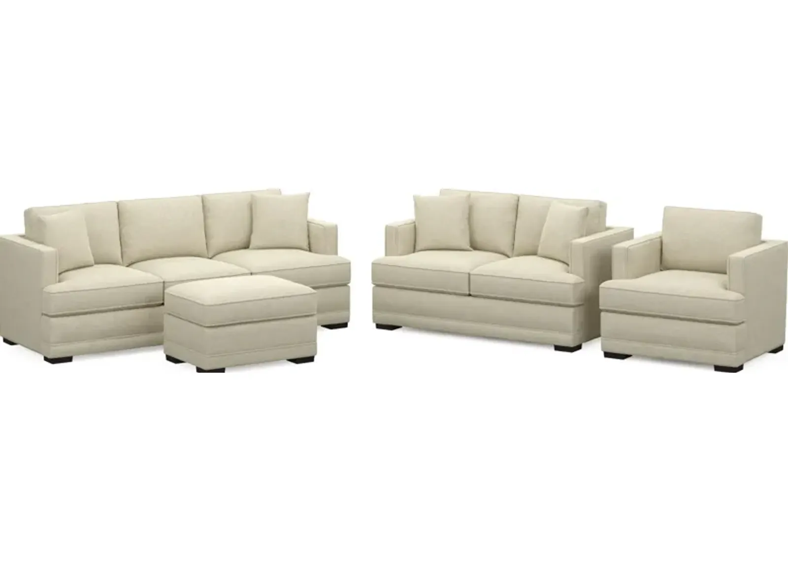 Pembroke Foam Comfort Sofa, Loveseat, Chair, and Ottoman Set - Bridger Shell