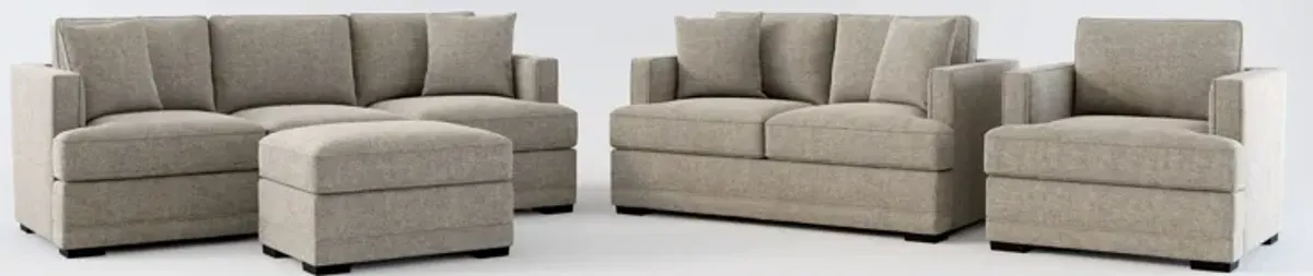 Pembroke Foam Comfort Sofa, Loveseat, Chair, and Ottoman Set - Bridger Metal