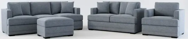 Pembroke Foam Comfort Sofa, Loveseat, Chair, and Ottoman Set - Bridger Navy